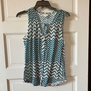 Belle Du Jour Teal Chevron Sleeveless Blouse